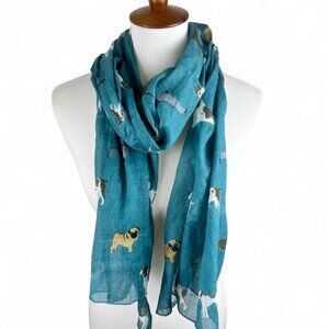 Joy Susan Teal Dog Print Scarf – 100% Cotton, 1000% Cute - Summer Fun